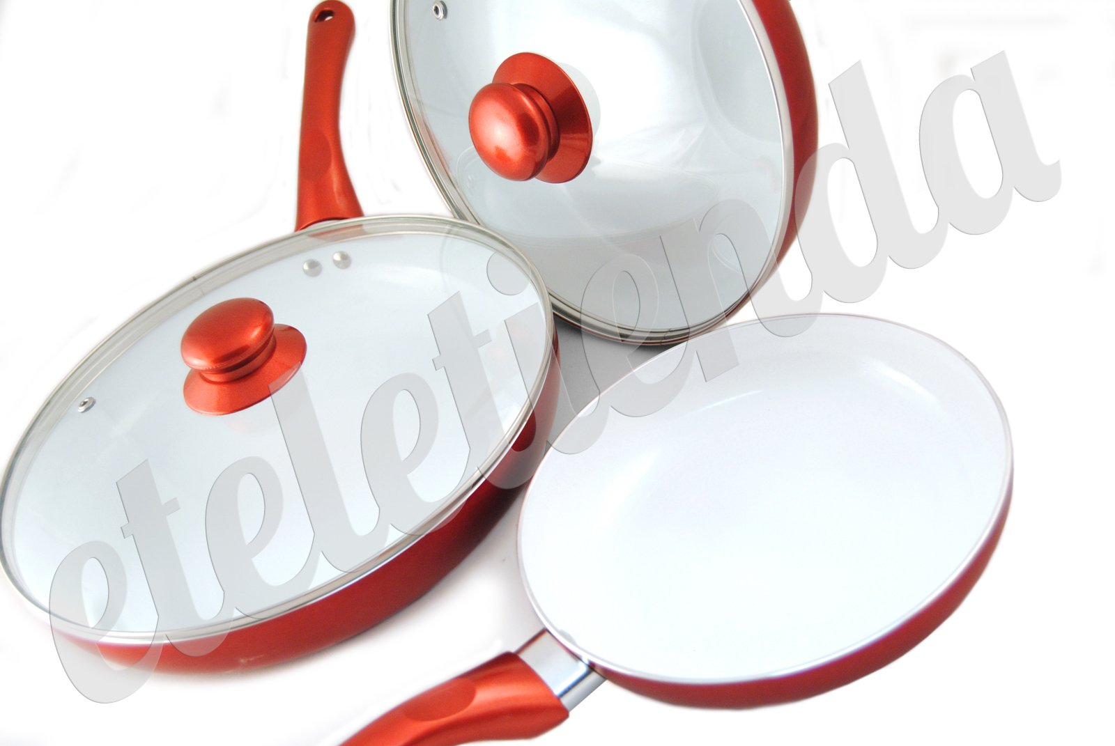 Juego Sartenes Ceramica Ceramic Pan 5 Piezas Rojo