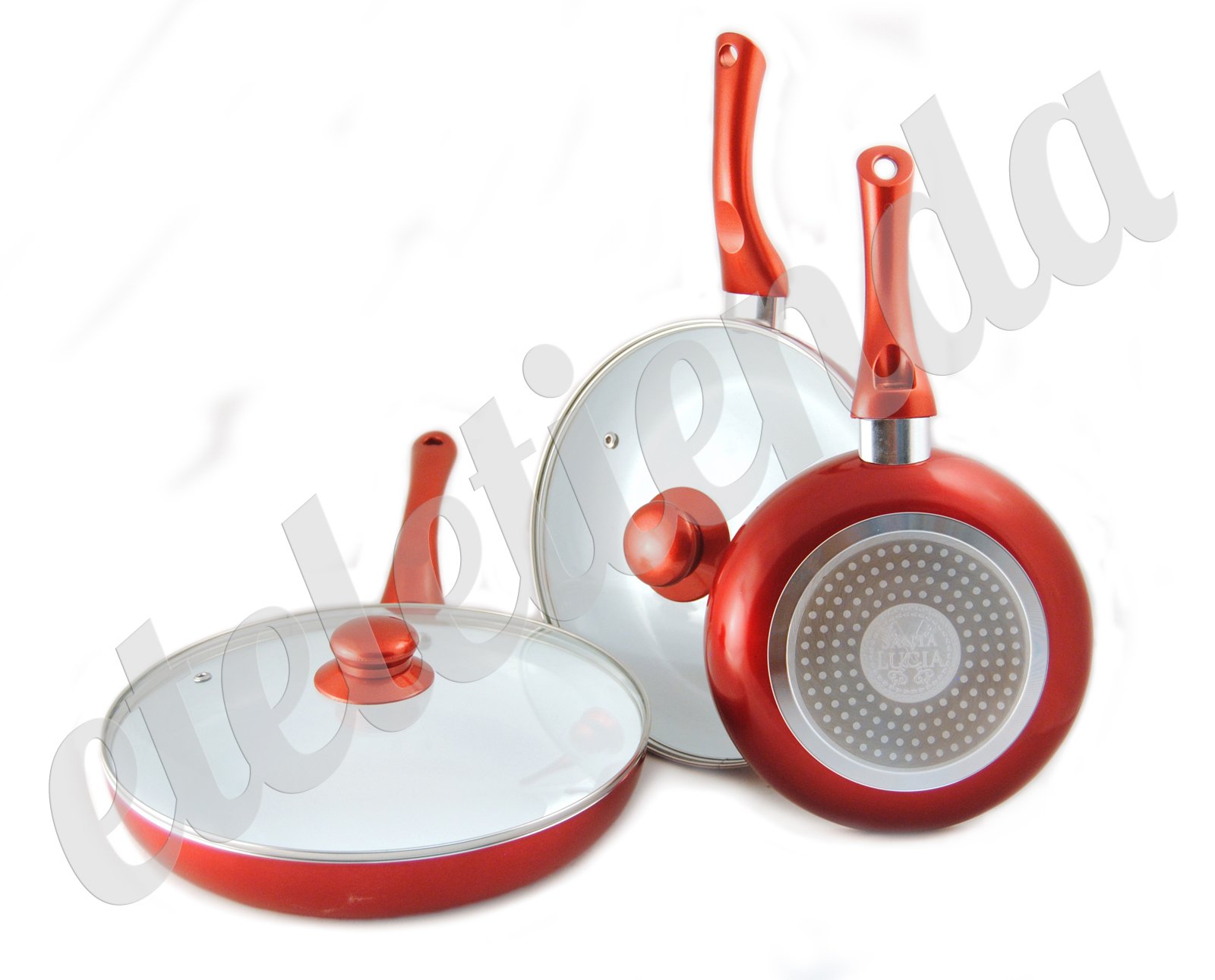 Juego Sartenes Ceramica Ceramic Pan 5 Piezas Rojo